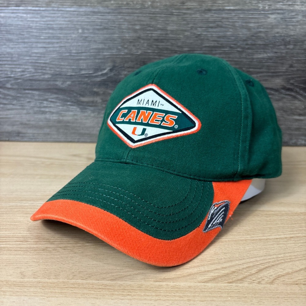 Vintage Miami Hurricanes Hat Cap Strap Back Green Orange Starter Adjustable